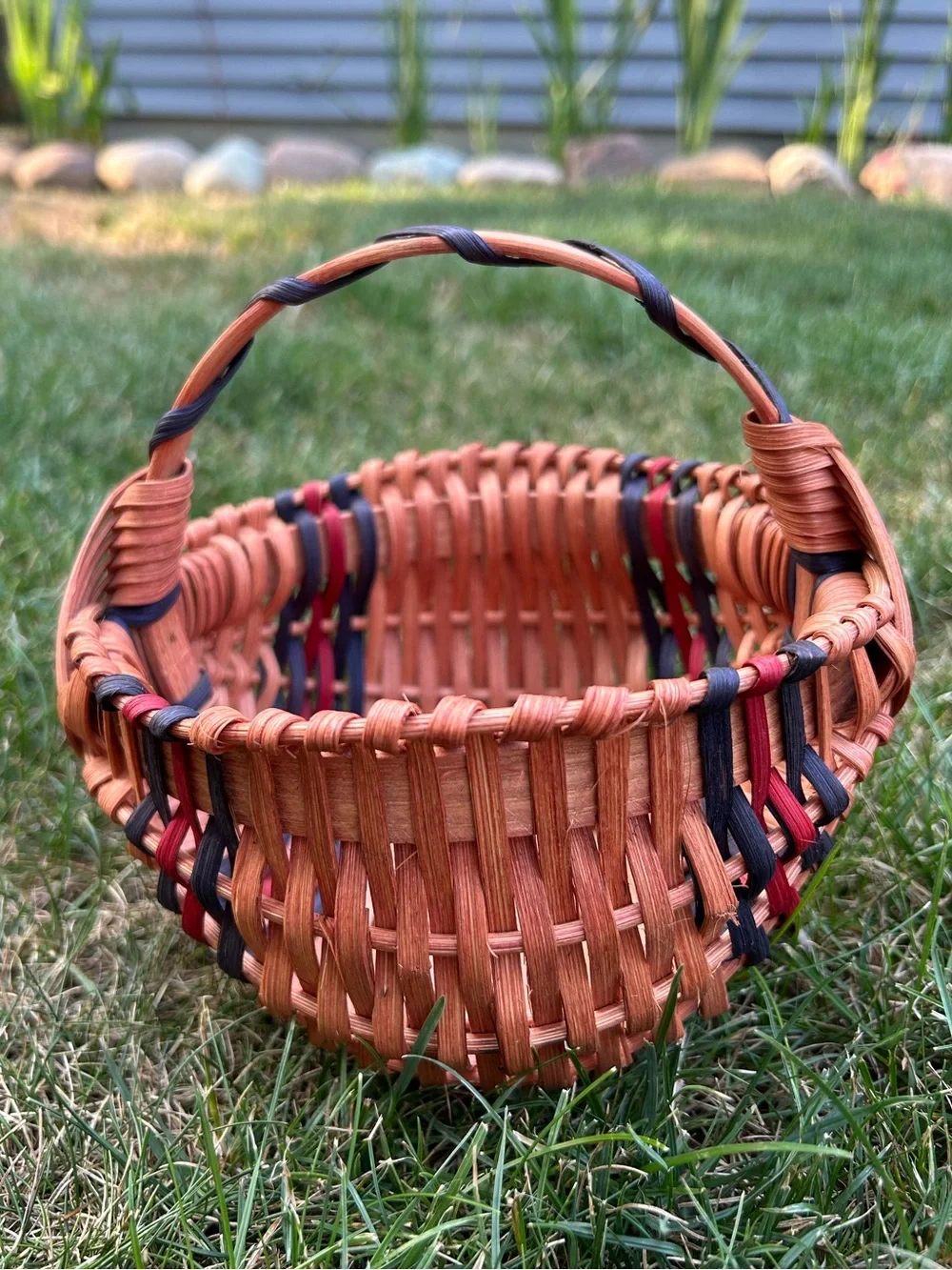 Handwoven Natural Brown Wicker Buttocks Basket with Handle